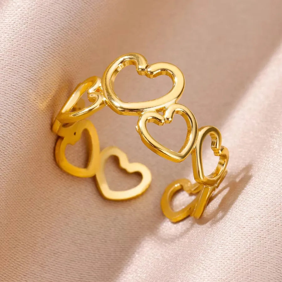 18K Gold Plated Geometric Heart Ring for Women JZ5638G