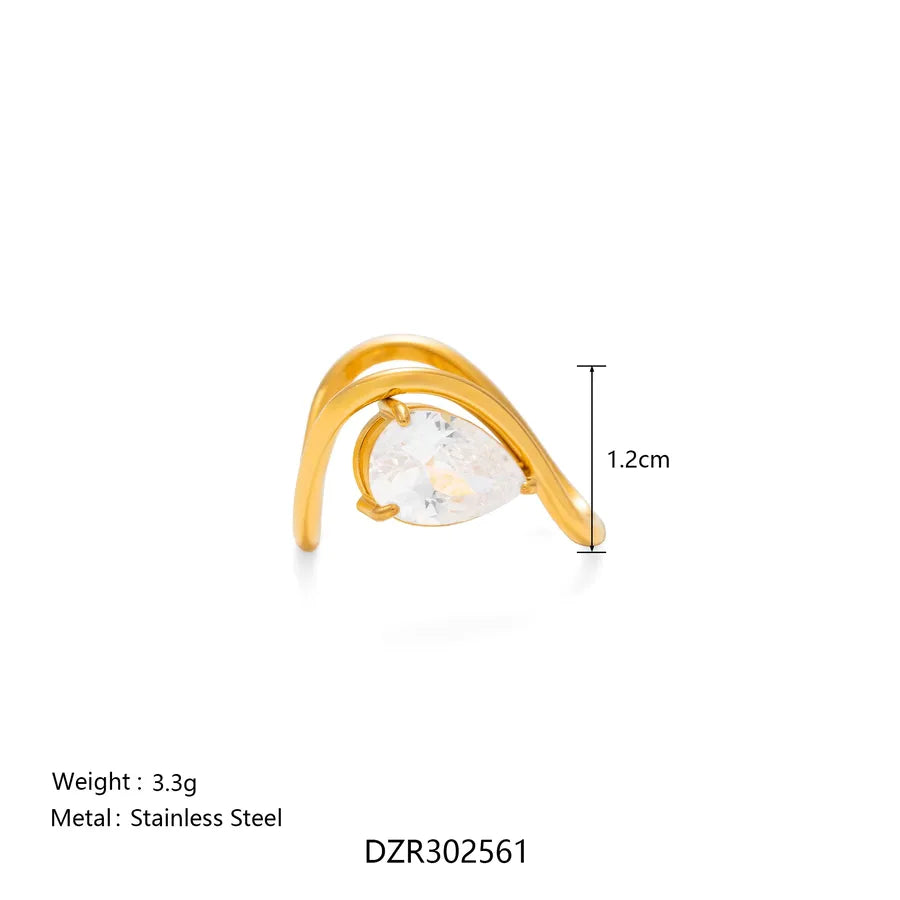 Boho 18K Gold Plated Wave Ring for Women