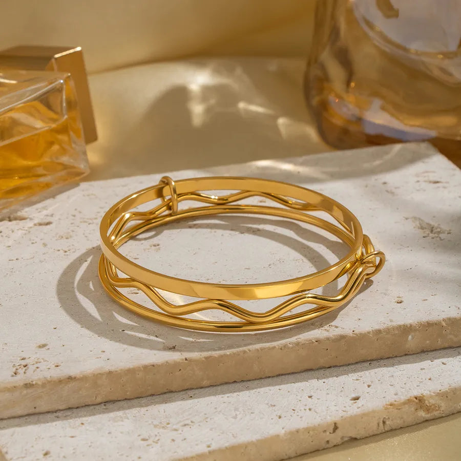 Gold Geometric Triple Bangle for Women