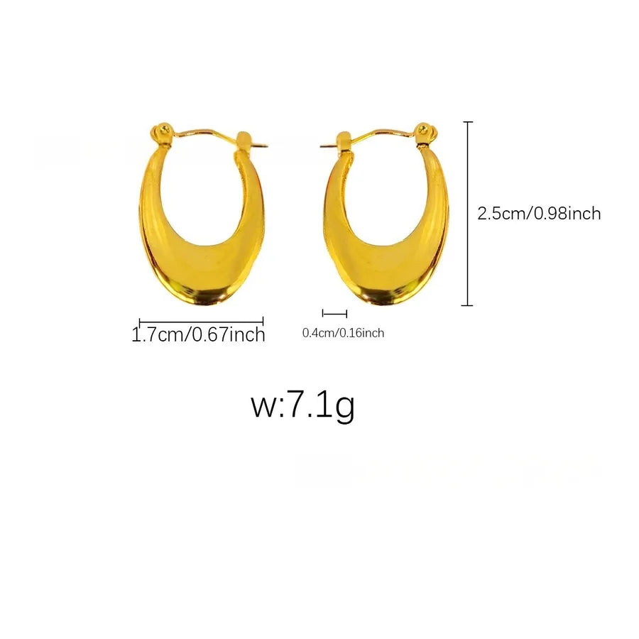 Elegant Gold Titanium Steel Hoop Earrings