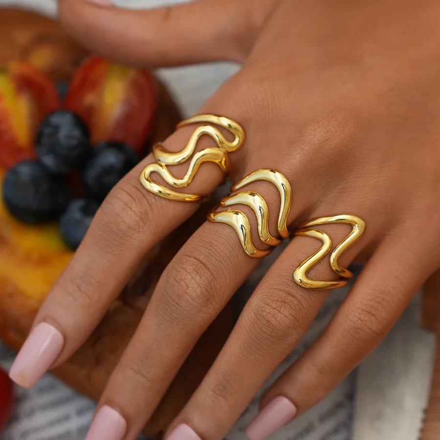 18K Gold Plated Geometric Stainless Steel Ring