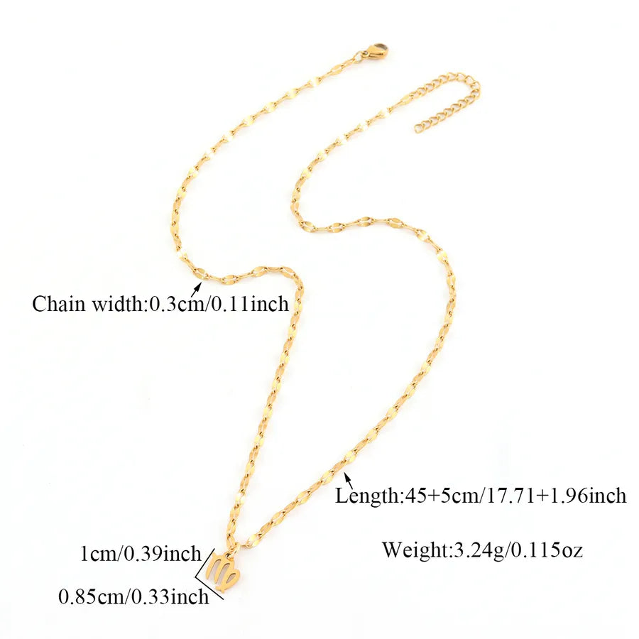 18K Gold Zodiac Pendant Necklace for Women
