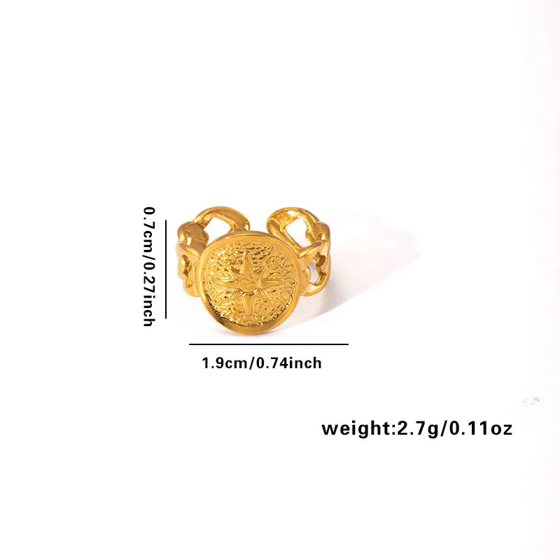 18K Gold Plated Titanium Steel Open Ring Adjustable Opening TYGR0169