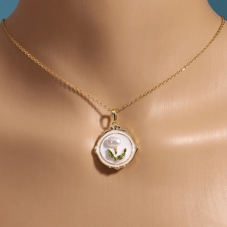 Floral Freshwater Pearl Pendant Necklace