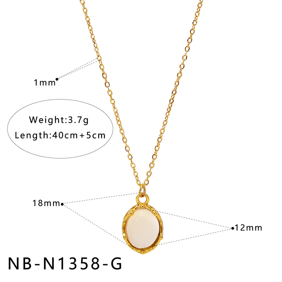 Gold Geometric Pendant Necklace with Shell & Zircon NB-N1358-G