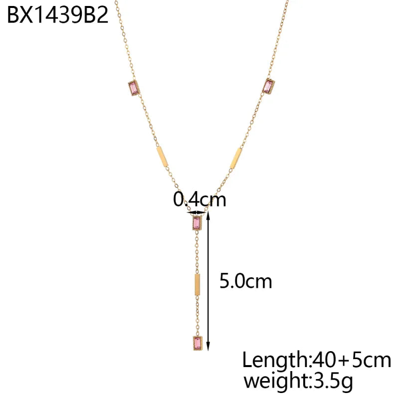 18K Gold Plated Geometric Titanium Necklace One Size BX1439B2 9*9*1