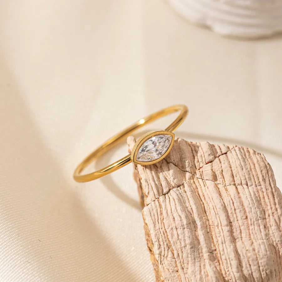 Gold Willow Branch Zircon Ring Set for Women