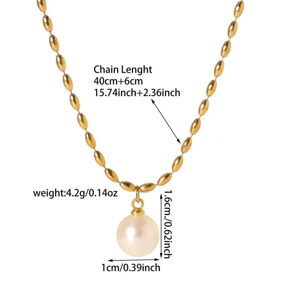 18K Gold Plated Pearl Pendant Necklace