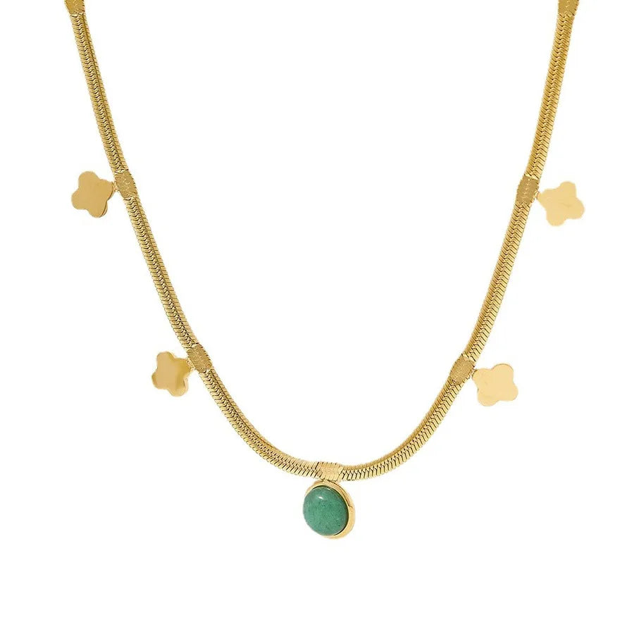 Green Dongling Stone Pendant Necklace