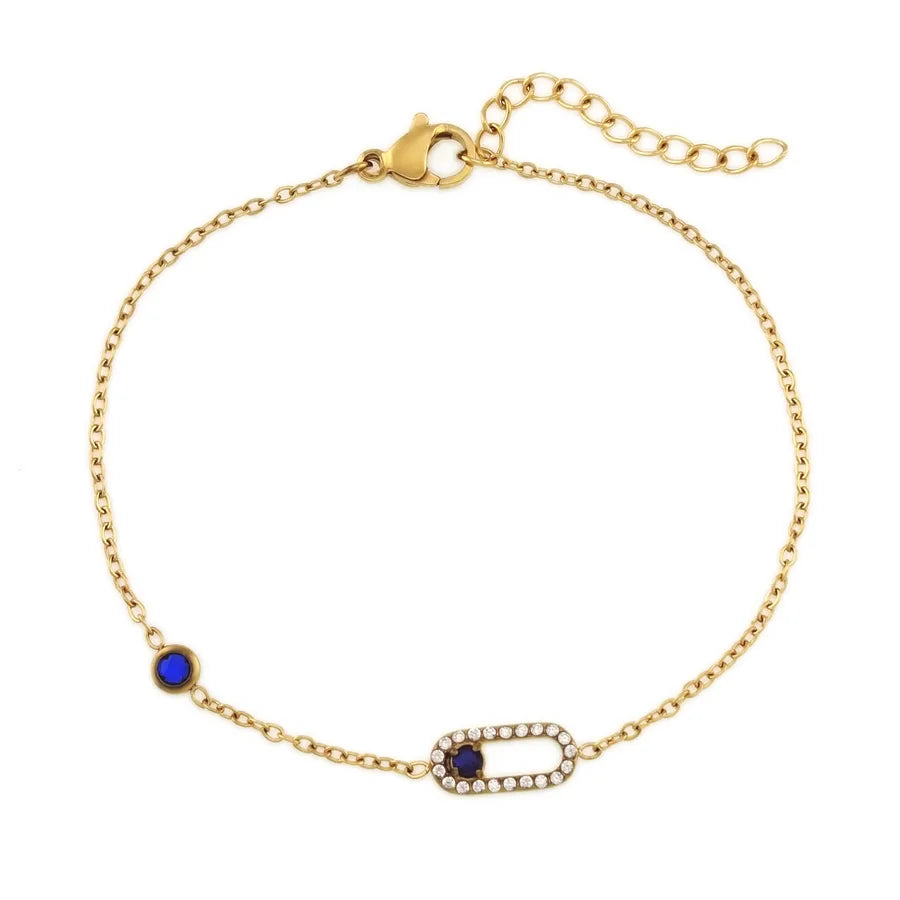 Heart-Shaped Zircon Titanium Steel Bracelet B0233G Paperclip Bracelet