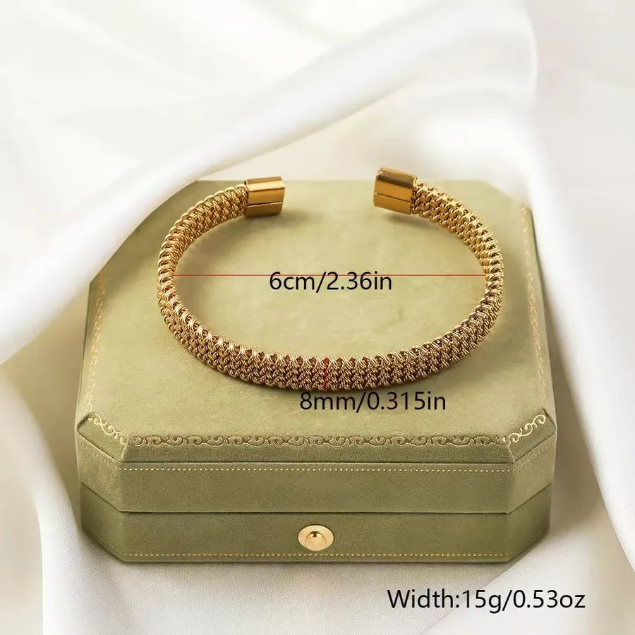 18K Gold Plated Twisted Stainless Steel Bracelet Average Size Gold 2