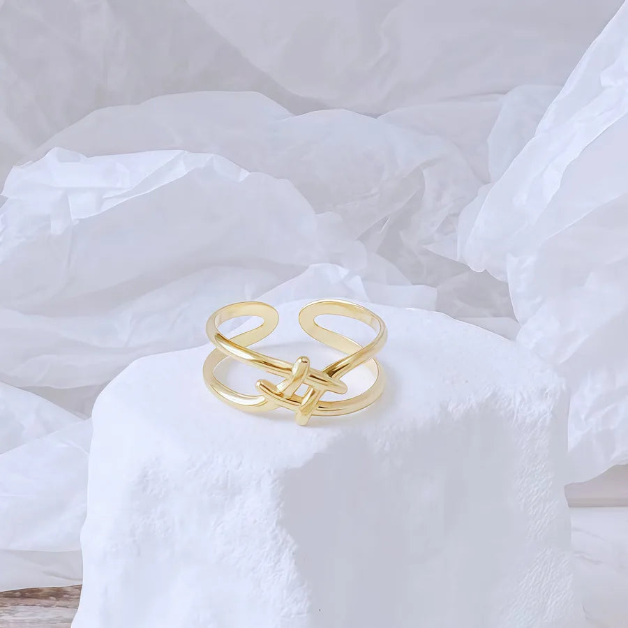 Gold Bamboo Titanium Steel Open Ring Adjustable Opening Golden Hydraulic J54