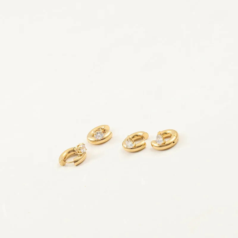 18K Gold Plated Zircon Hoop Earrings