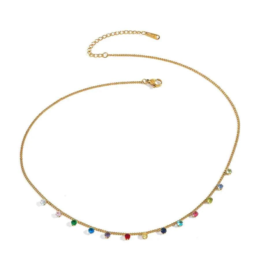 18K Gold Plated Geometric Zircon Stainless Necklace