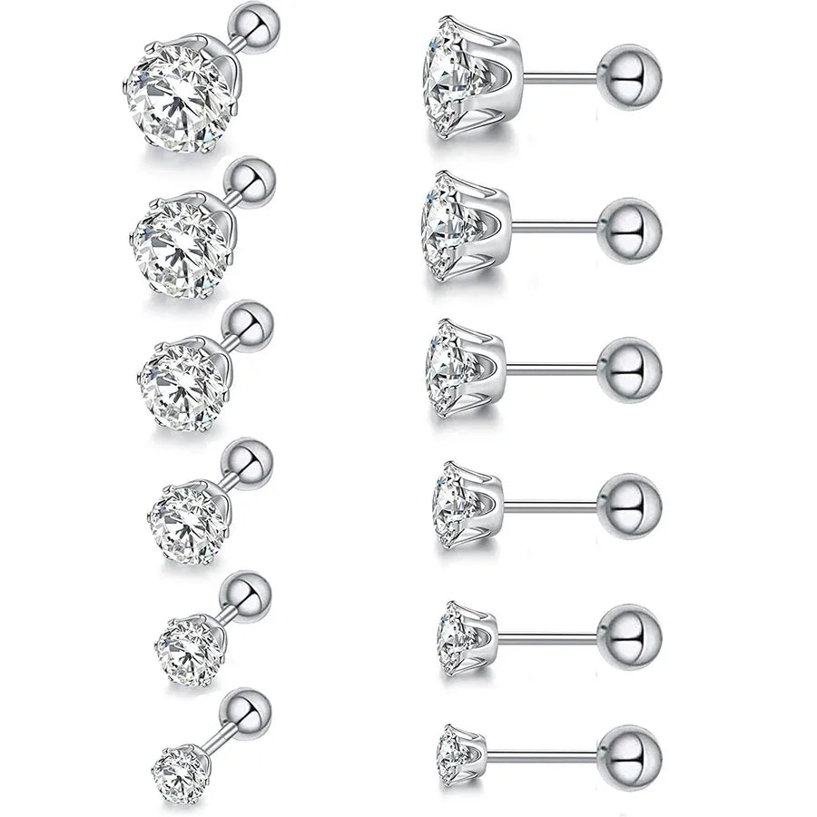 Gold Plated Stainless Steel Zirconia Stud Earrings
