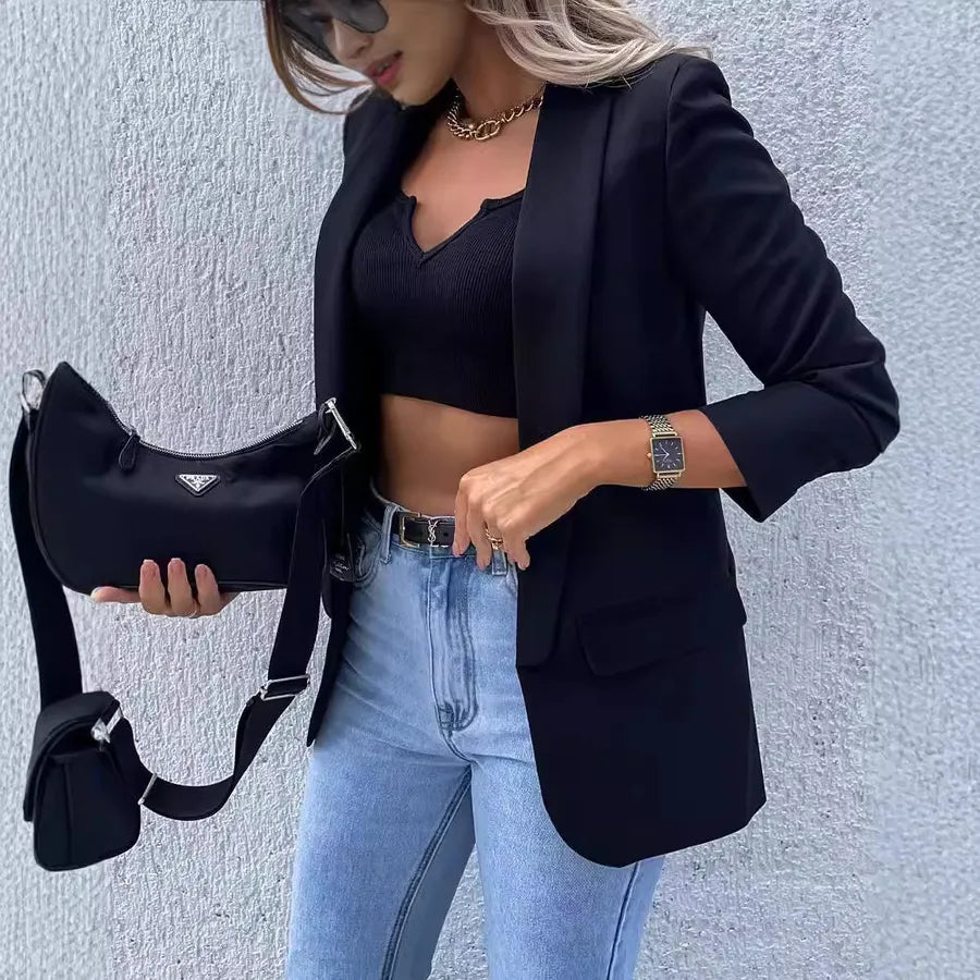 Elegant Printed Long Sleeve Blazer for Women