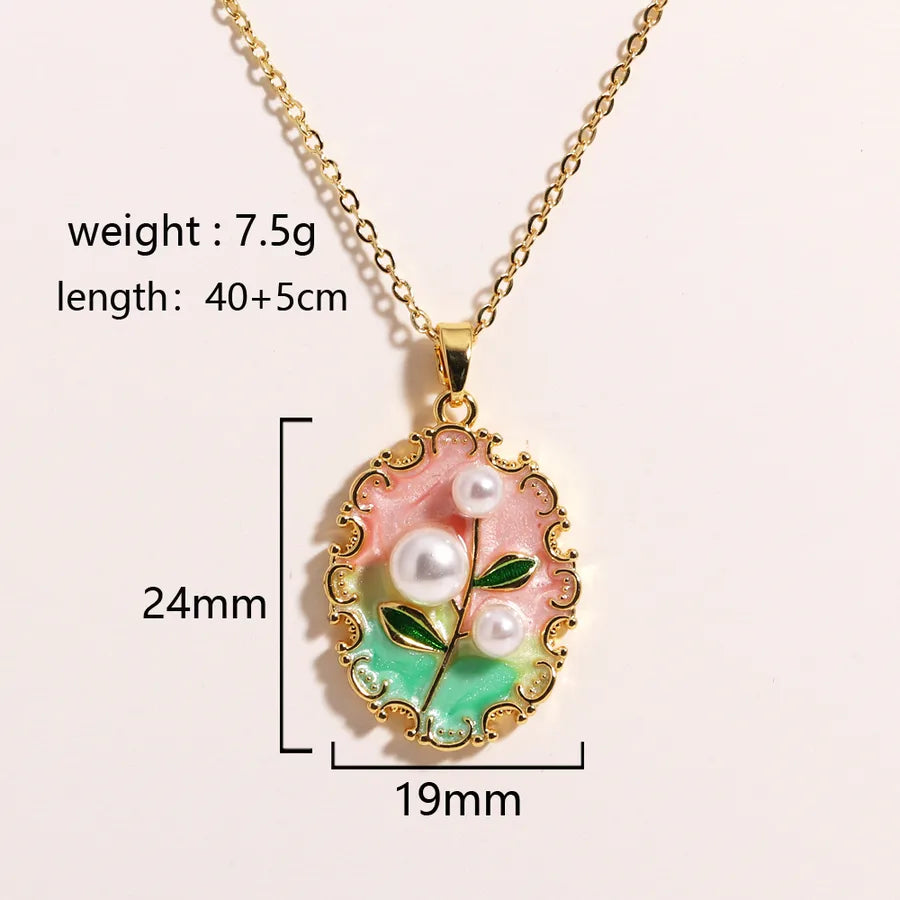 Floral Freshwater Pearl Pendant Necklace Style 8