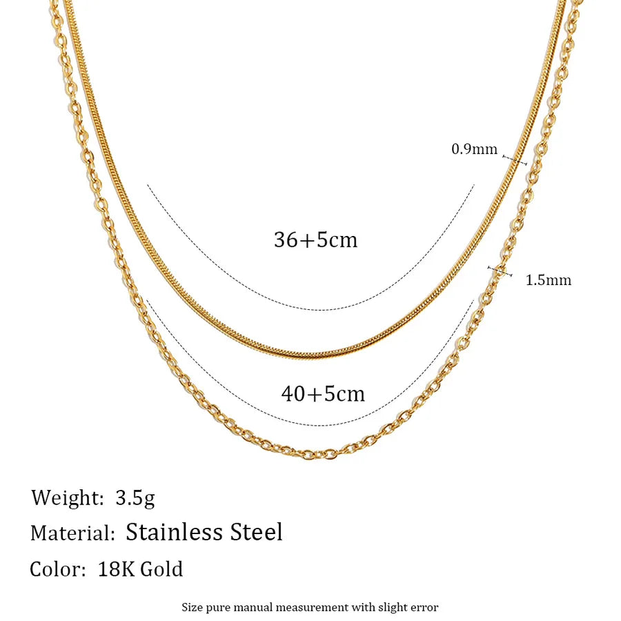 Double Layer 18K Gold Plated Stainless Steel Necklace
