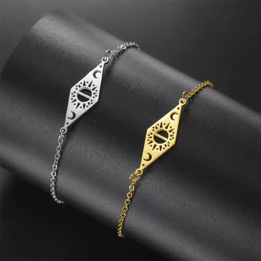 Sun & Moon Gold Stainless Steel Bracelet