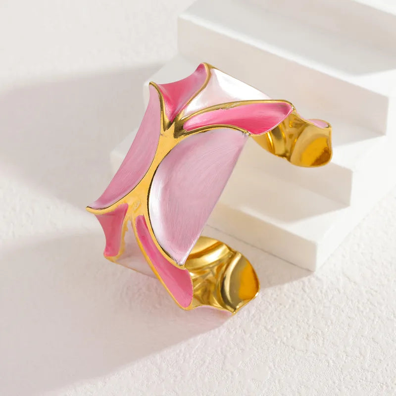 18K Gold Geometric Stainless Steel Bangle