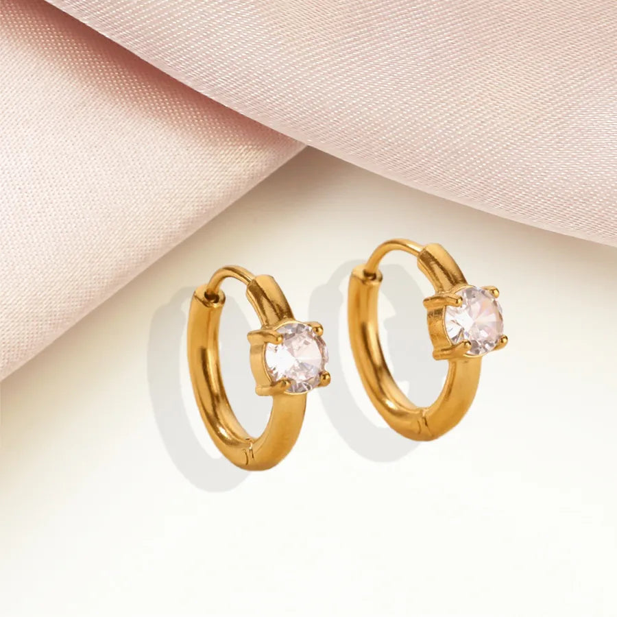 Minimalist Geometric Birthstone Hoop Earrings