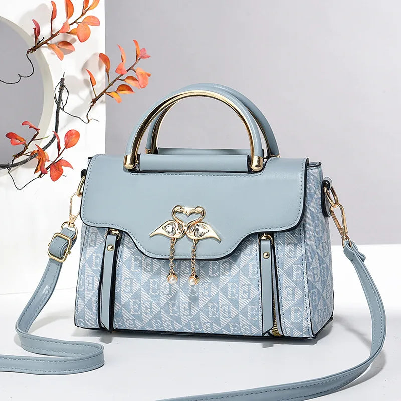 Multicolor Square Crossbody Shoulder Bag Blue