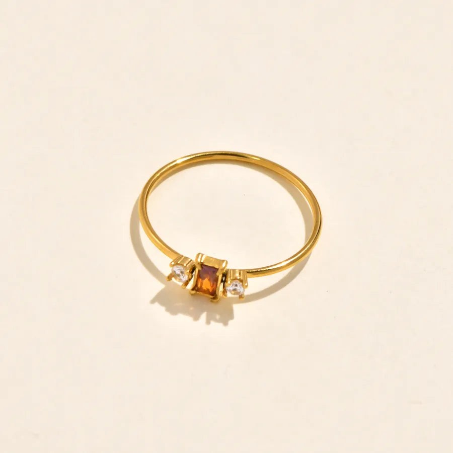 18K Gold Plated Geometric Zirconia Ring 5773001