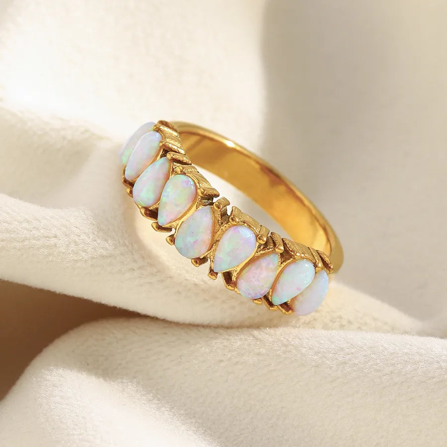 Natural Australian Gemstone Gold Ring for Women