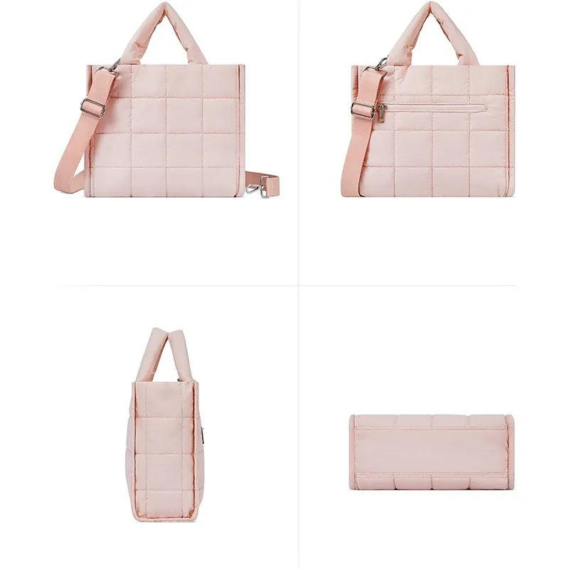 Soft Quilted Nylon Crossbody Tote Bag