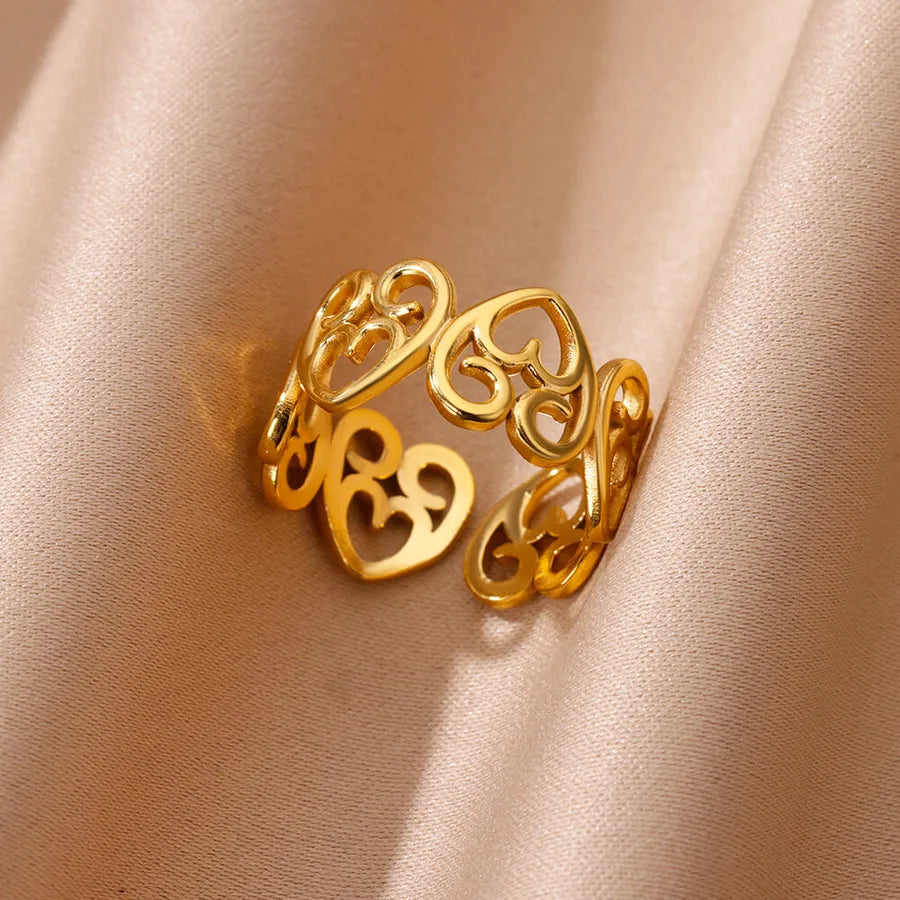 18K Gold Heart Ring – Stainless Steel, PVD Coated