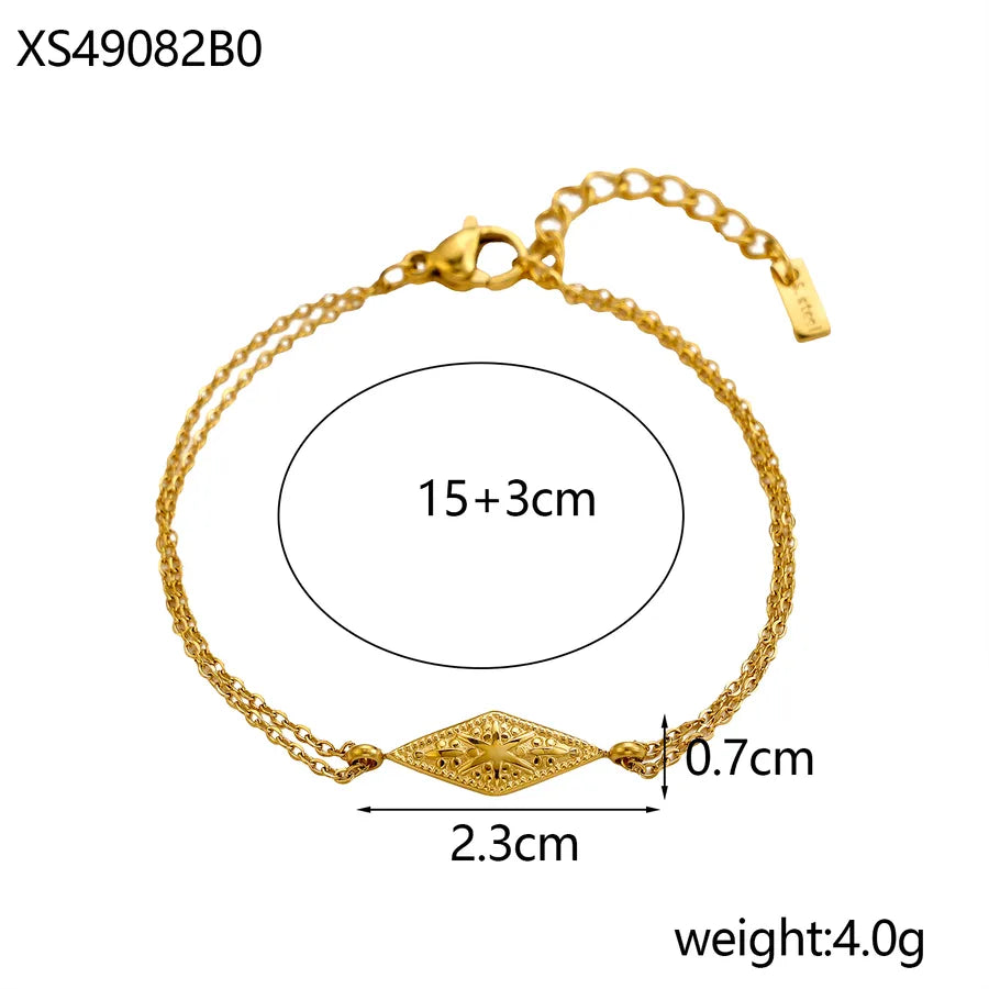 18K Gold Plated Geometric Titanium Steel Bracelet One Size XS49082B0 9*9*1