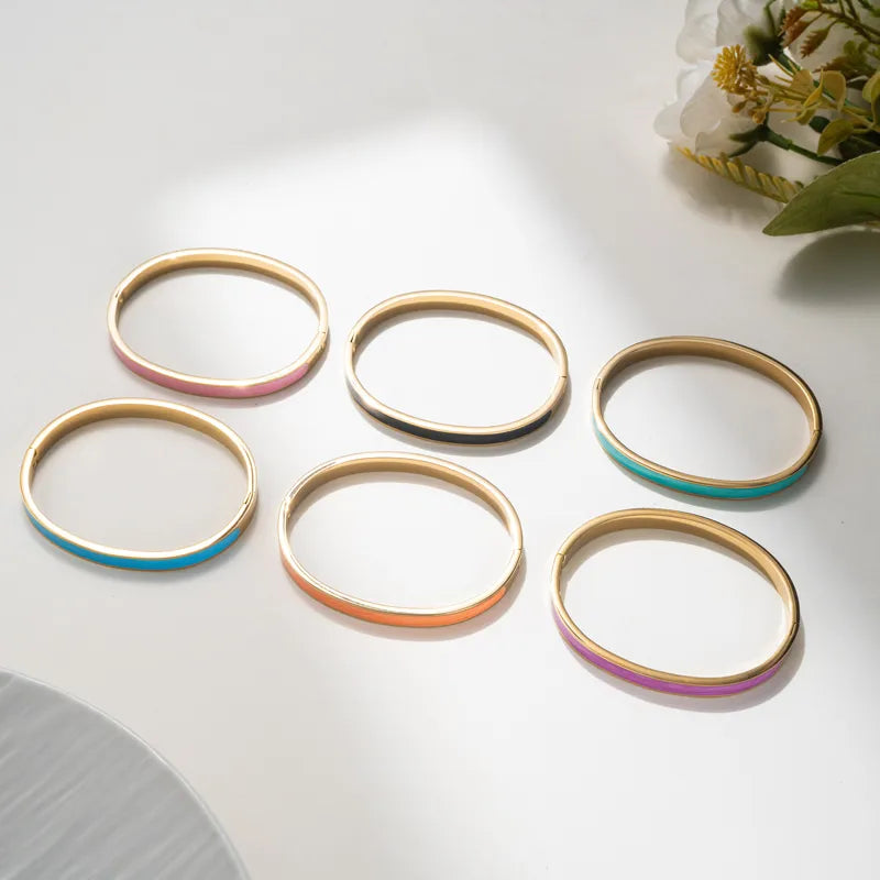 Gold Plated Zircon Enamel Stainless Steel Bracelet