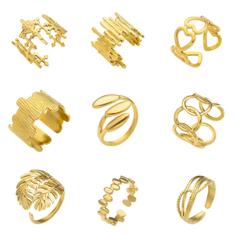 Adjustable Silver Maple Leaf Titanium Ring