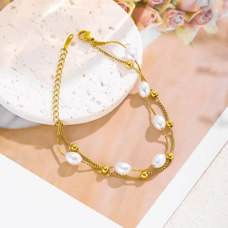 Double Layer Gold Stainless Steel Bracelet