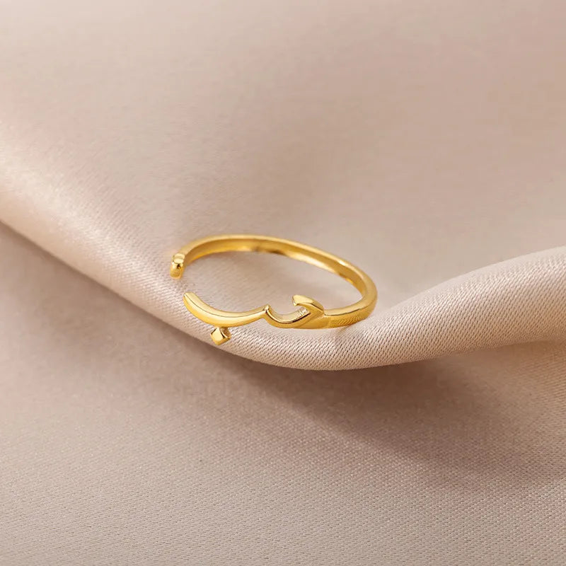 18K Gold Plated Arabic Open Ring for Women