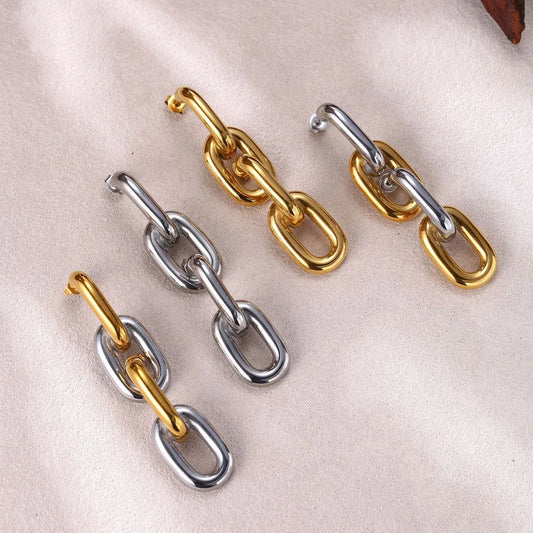 Geometric Stainless Steel Drop Earrings