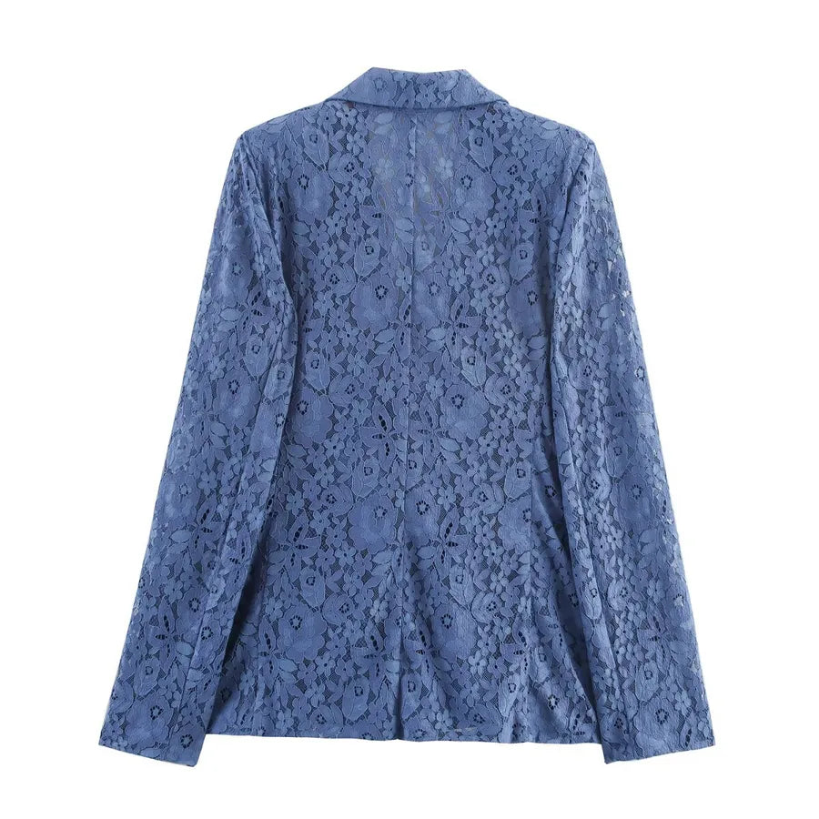 Women's Elegant Lace Blazer & Pants Set