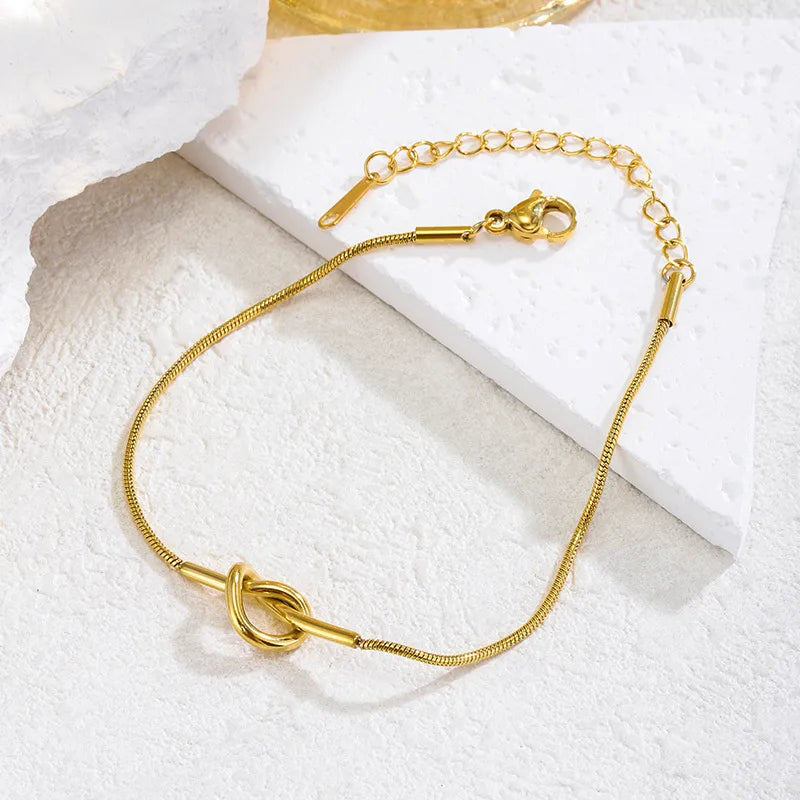 18K Gold Knot Stainless Steel Bracelet