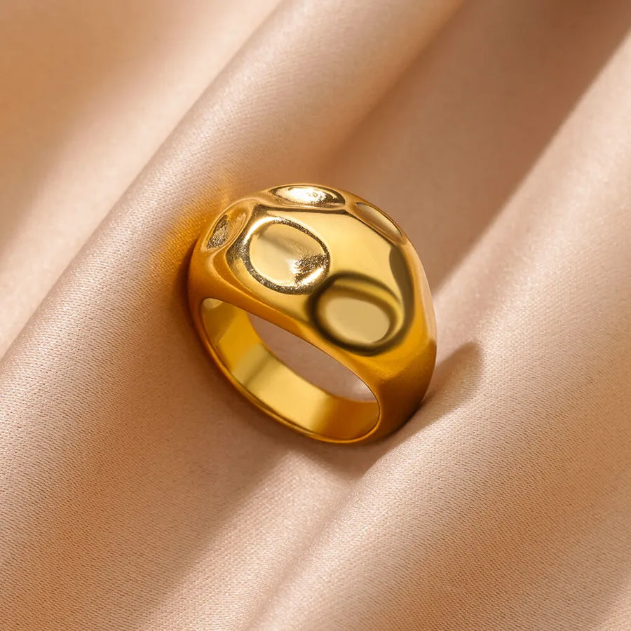 18K Gold PVD Geometric Stainless Steel Open Ring
