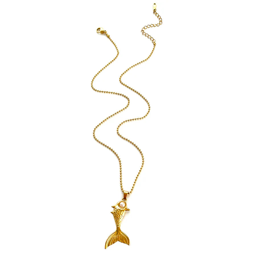 18K Gold Ocean Heart Flower Pendant Necklace