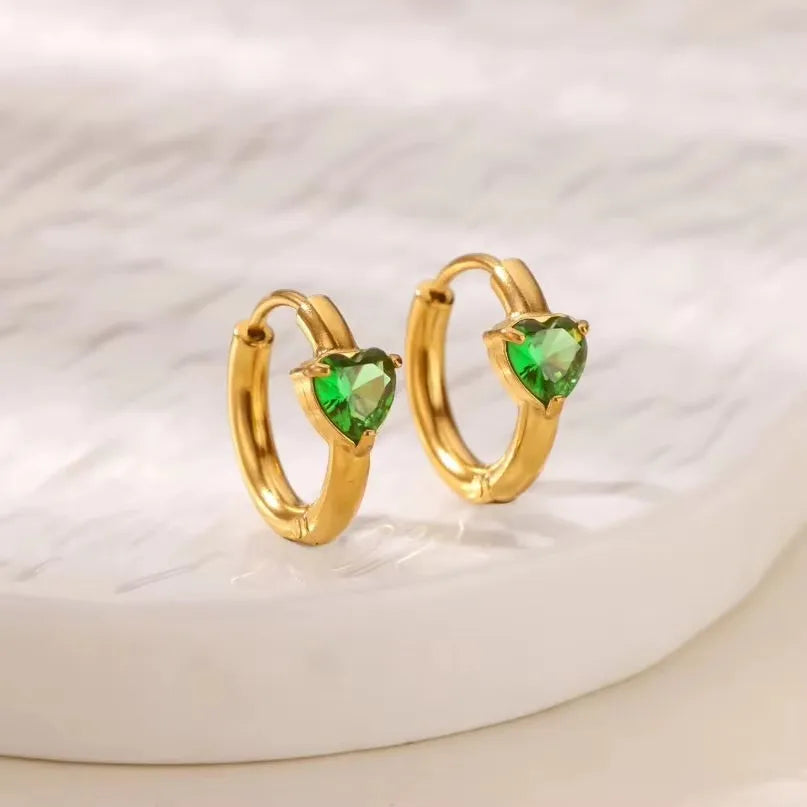 Heart-Shaped Color Diamond Earrings in 18K Gold