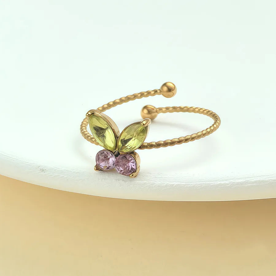 Elegant Rhinestone Knot Stainless Steel Ring JZ-25-09-037