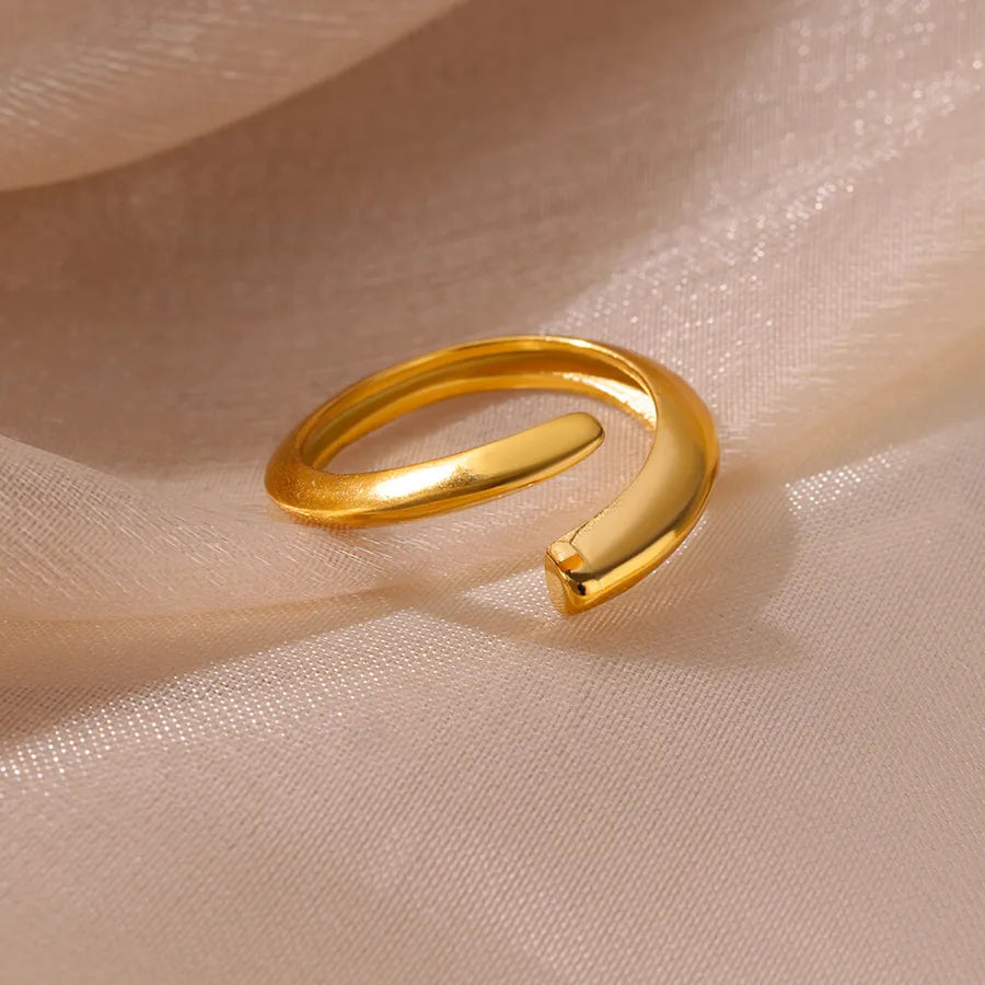 18K Gold Plated Geometric Stainless Steel Ring