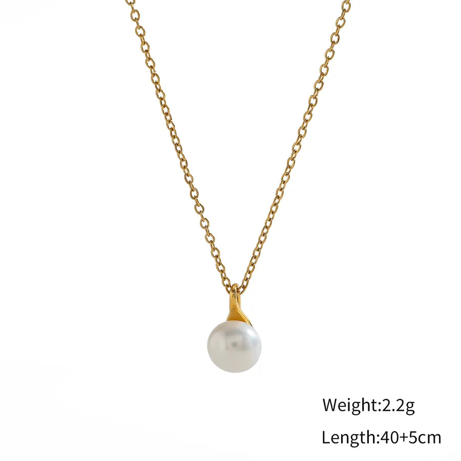 Elegant Natural Pearl Necklace with Gold Plated Chain 1