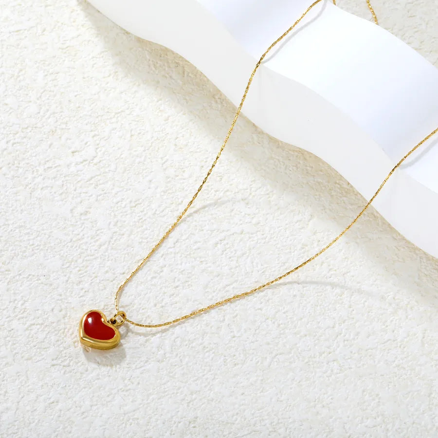 Red Heart Pendant Necklace – Gold Plated