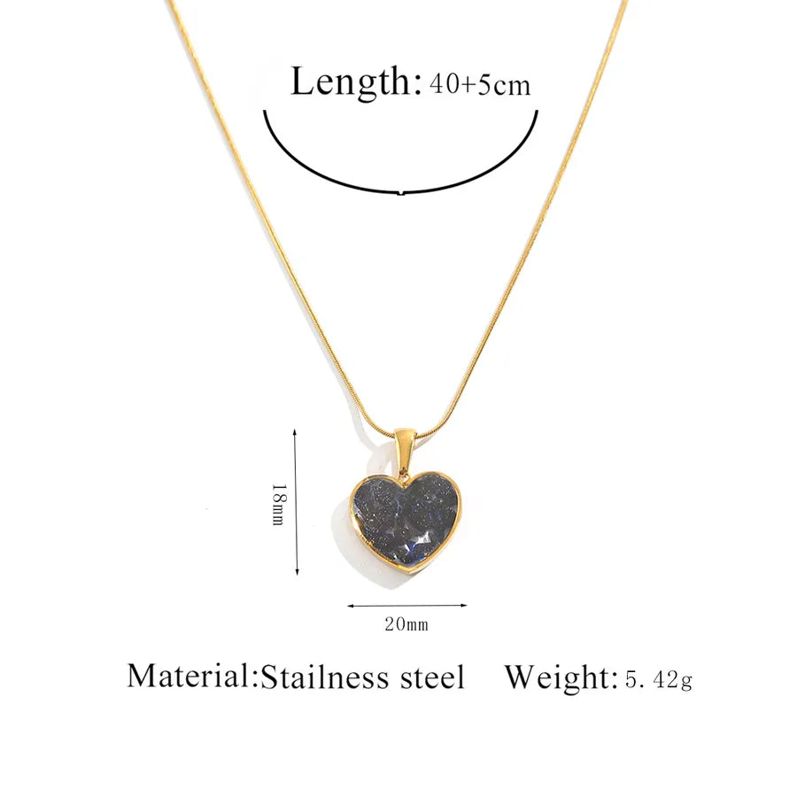 Natural Stone Heart Pendant Necklace Dark Blue Heart Necklace
