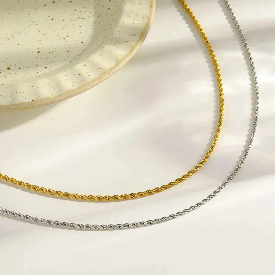 18K Gold Plated Stainless Steel Twist Necklace