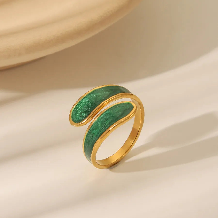 Retro Irregular Gold Stainless Steel Ring Adjustable Opening W1046B