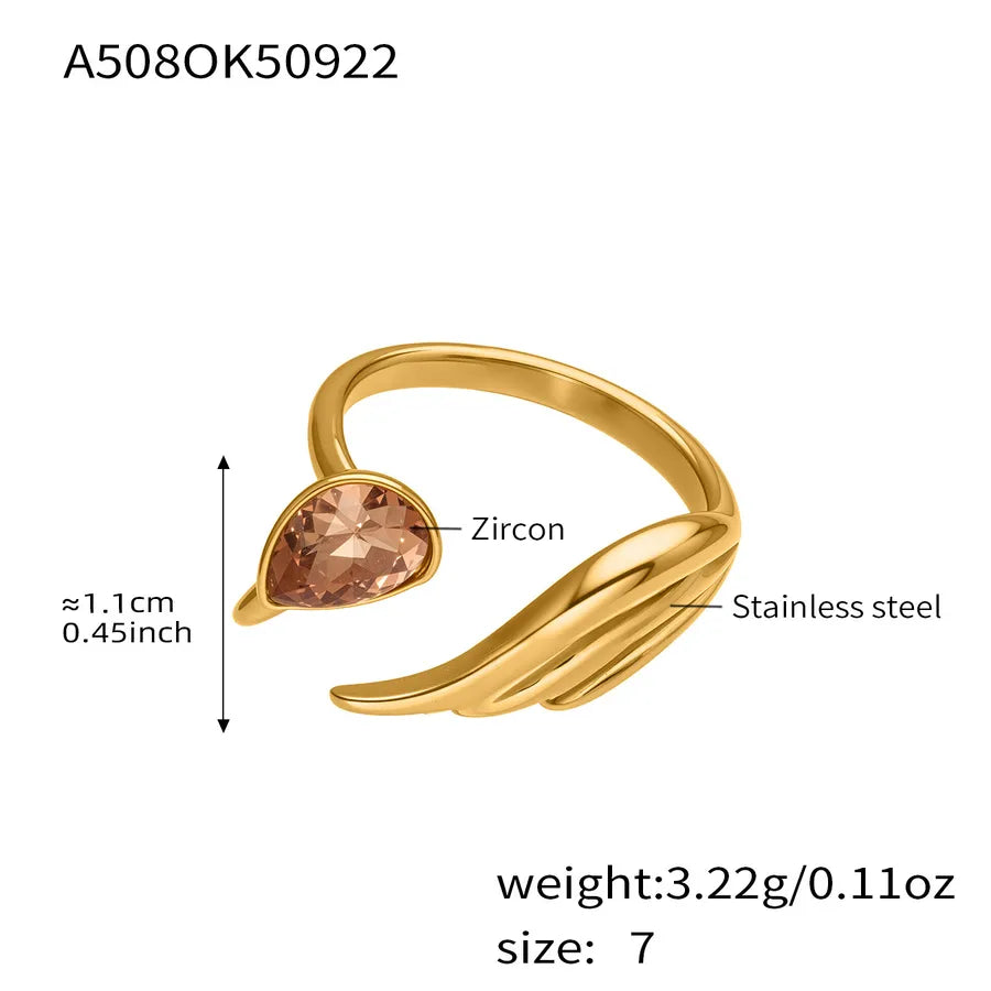 Champagne Zircon Geometric Ring – 18K Gold Plated A508-Gold Champagne Zircon Ring