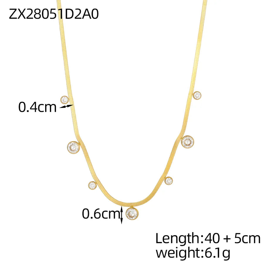 Minimalist Gold Titanium Steel Chain Necklace One Size ZX28051D2A0 9*9*1
